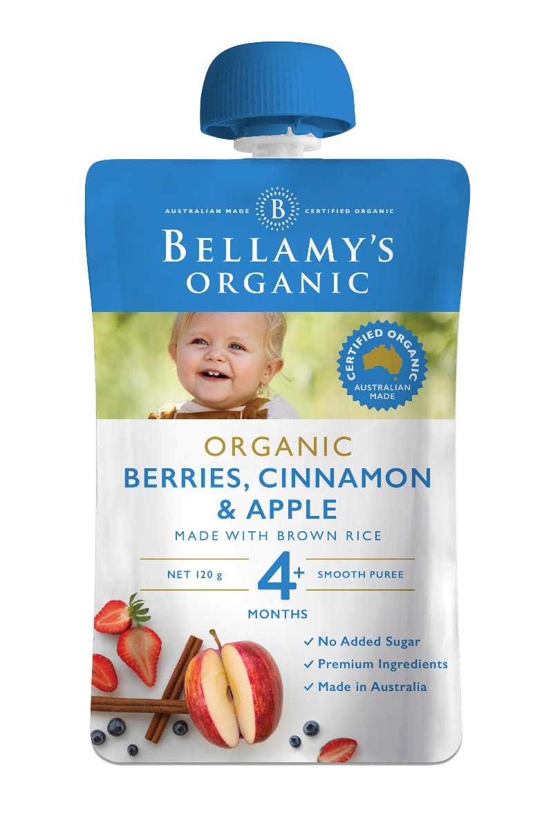 Bellamy's 貝拉米 嬰幼兒有機漿果肉桂蘋果水果泥 120g（4個月以上）