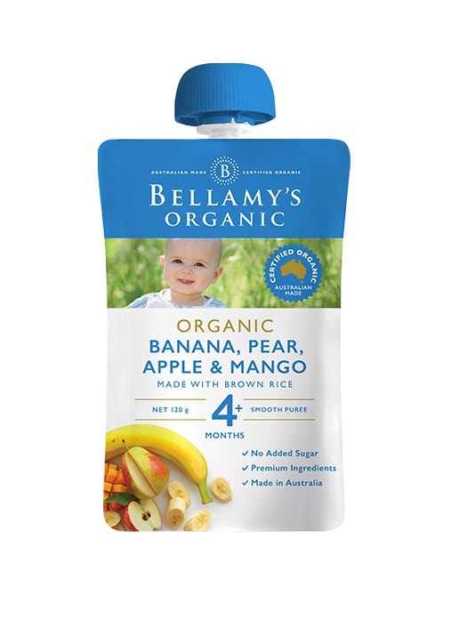 Bellamy's 貝拉米 嬰幼兒輔食有機果漿水果泥 香蕉梨子芒果 4個月以上 120g