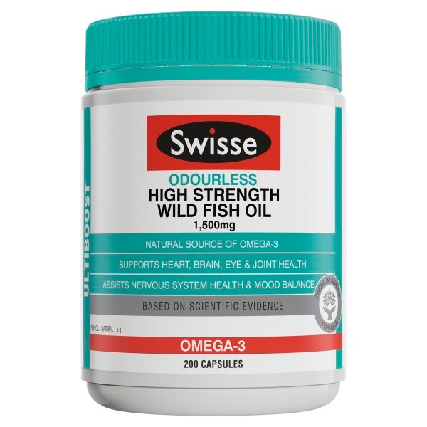 Swisse 無味高品質野生魚油膠囊 200粒（有益于心臟 大腦 關節 眼睛）