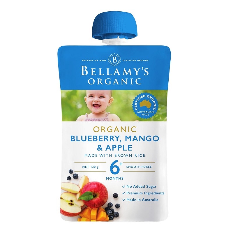 Bellamys 貝拉米 嬰幼兒輔食有機芒果藍莓蘋果泥水果泥 4個月以上 90g
