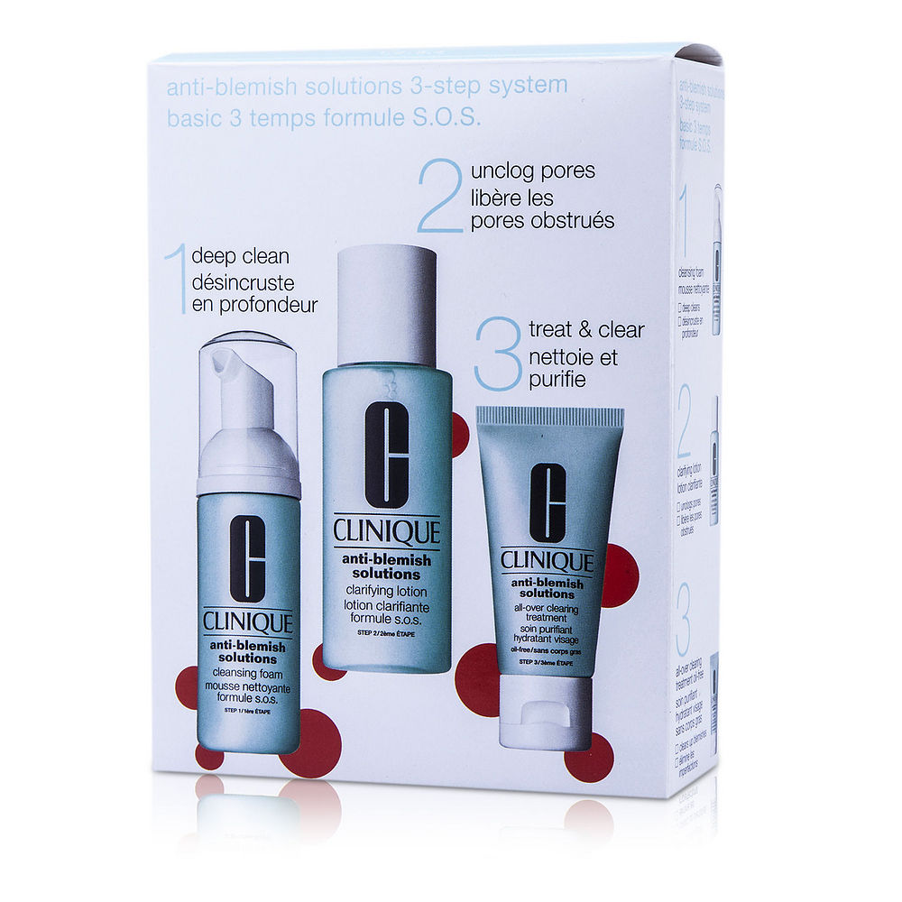 CLINIQUE 倩碧 抗痘控油三部曲（爽膚水100ml+潔面泡沫50ml+潤膚露30ml）適合痘痘肌膚 1套