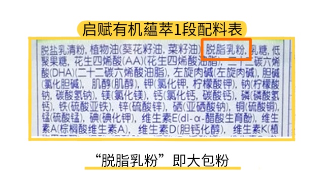 惠氏啟賦有機1段配料表