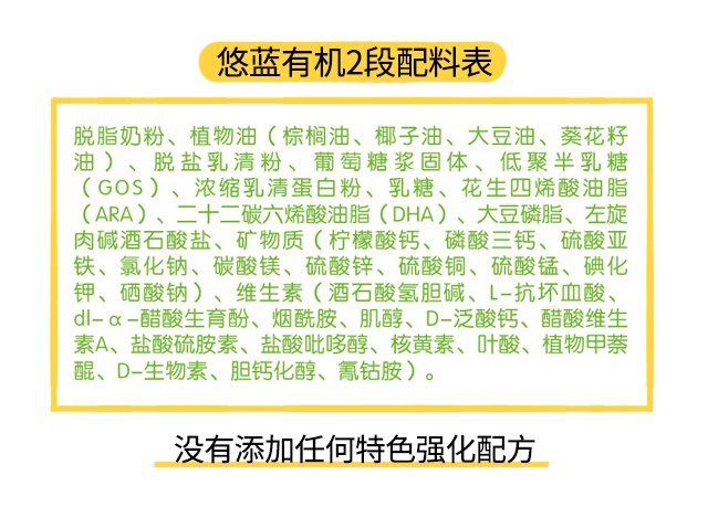 悠藍有機1段配料表