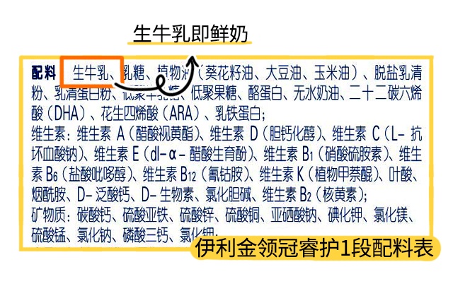 伊利睿護1段配料表