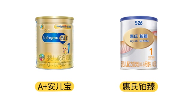 美贊臣A+安兒寶和惠氏鉑臻產品圖