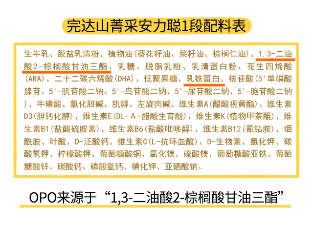 完達山菁采安力聰1段配料表