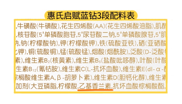 惠氏啟賦藍(lán)鉆3段配料表