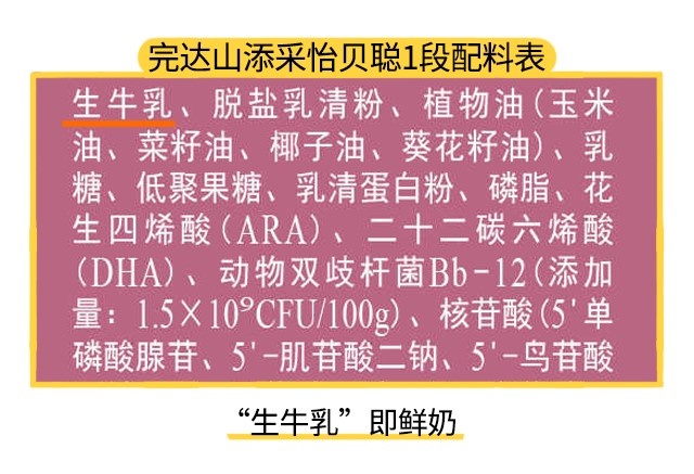 完達(dá)山怡貝聰1段配料表