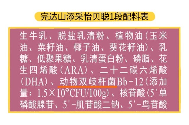 完達(dá)山怡貝聰1段配料表
