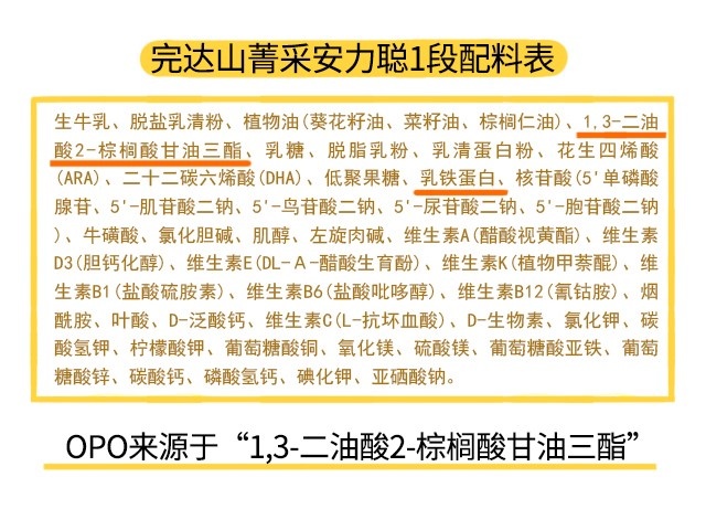完達(dá)山安力聰1段配料表