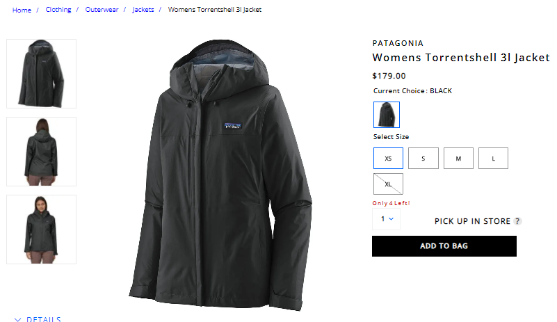 熱賣！PATAGONIA 巴塔 Torrentshell 3l 女士夾克 $179（約1284元）